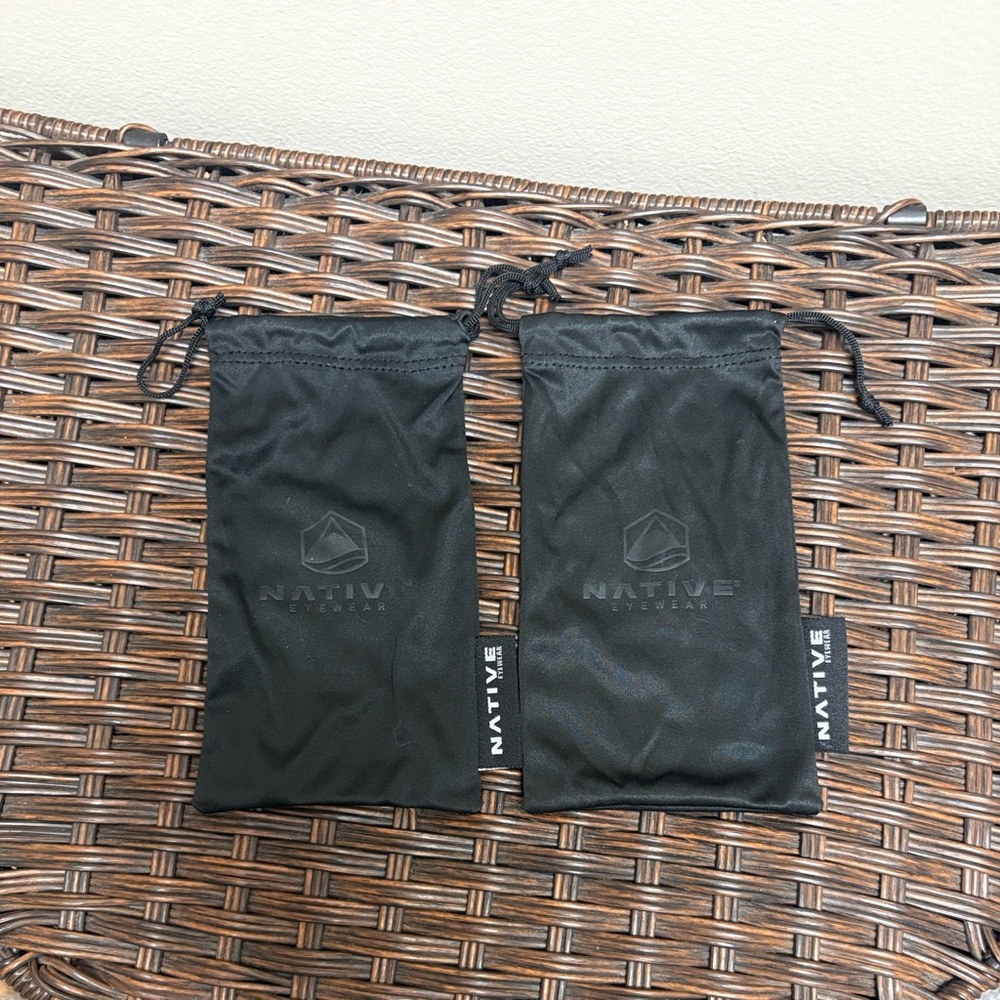 Native Eyewear Black Microfiber Drawstring Sunglass or Eye Glass Pouches, 2